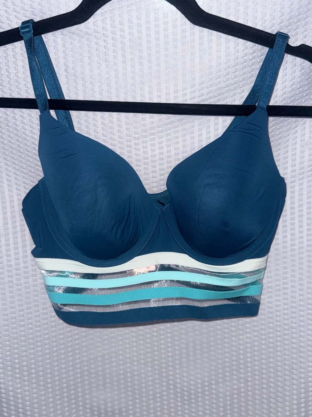 Victoria's Secret The T-Shirt Lightly Lined Demi Longline Bra Blue Striped 36C